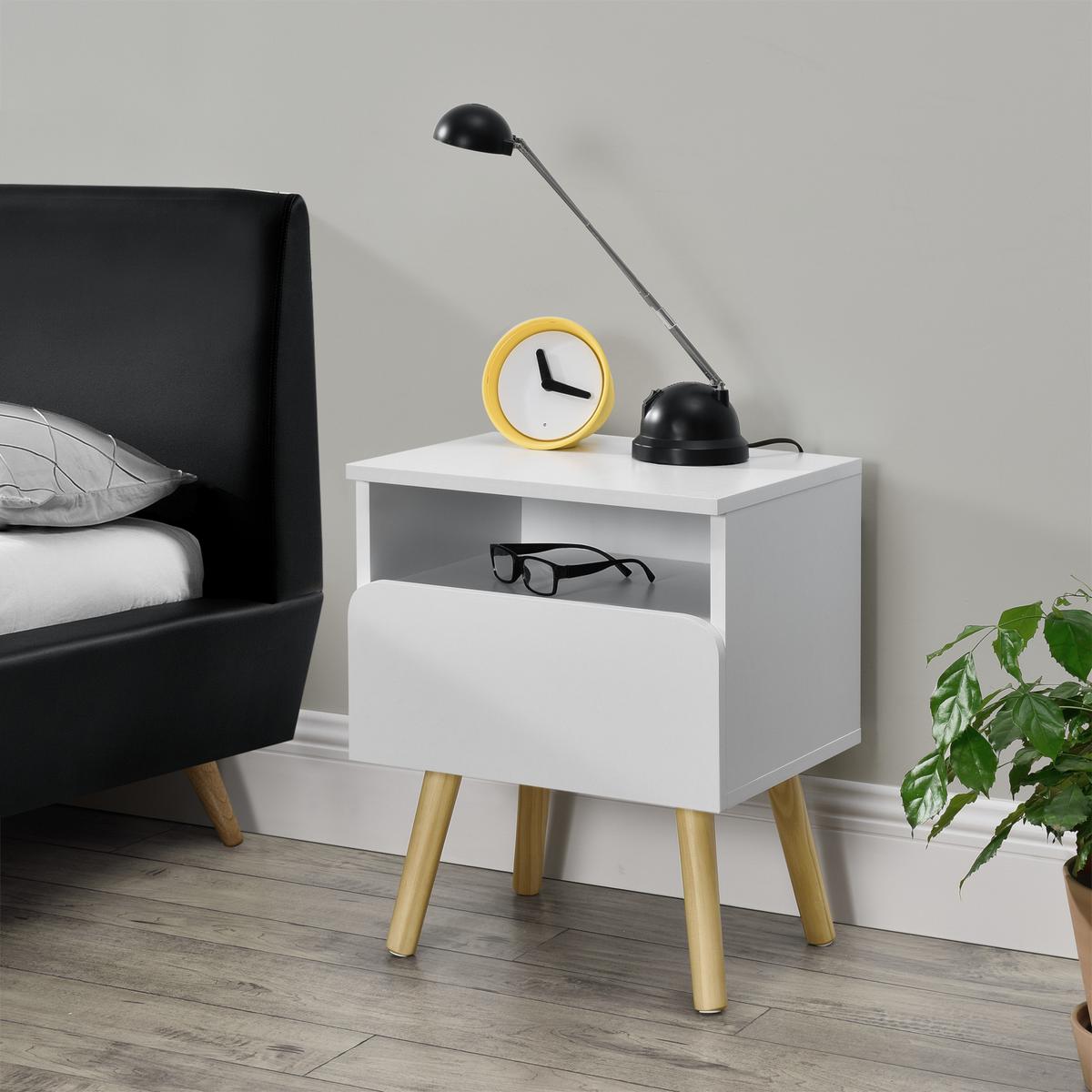 NACHTTISCH Dargaville - Weiß, Holzwerkstoff (40/50/34cm) - [en.casa]