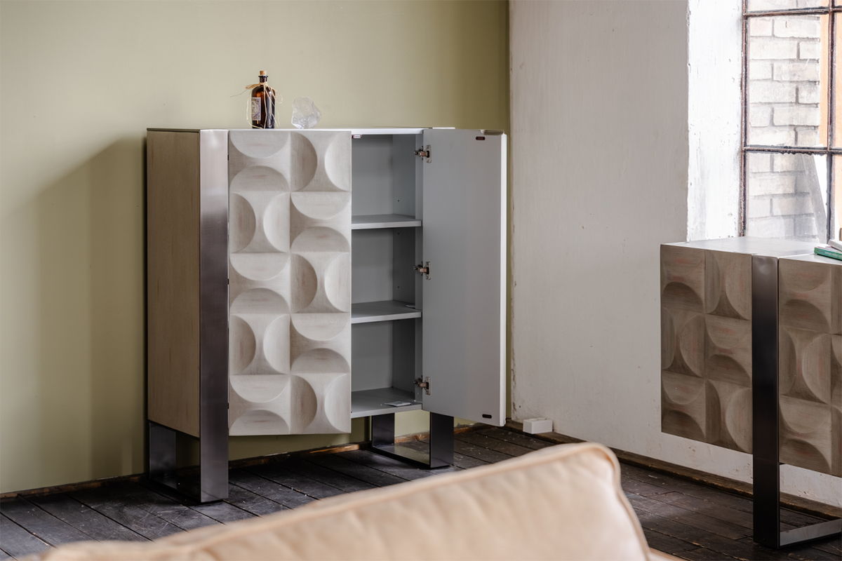 HIGHBOARD MARGO Grau Holz, Metall - Grau, Holzwerkstoff/Metall (100/120/40cm) - KAWOLA