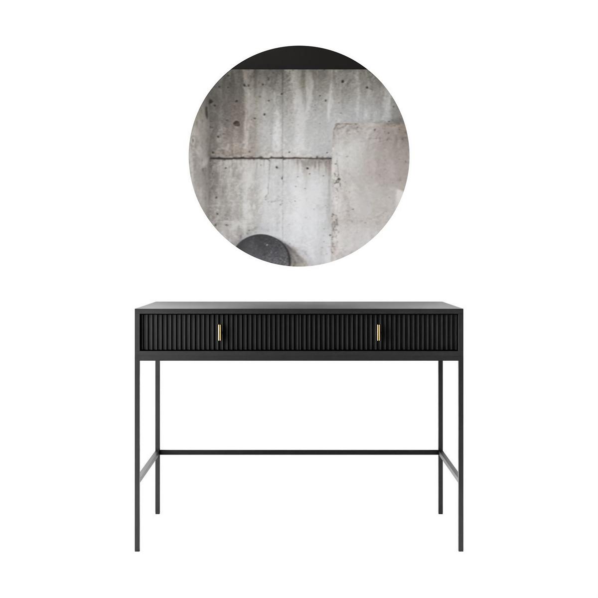 FRISIERTISCH MIDNIGHT auf Gestell mit Spiegel und LED-Beleuchtung schwarz - Schwarz, Holzwerkstoff (104/77/50cm) - Lookway
