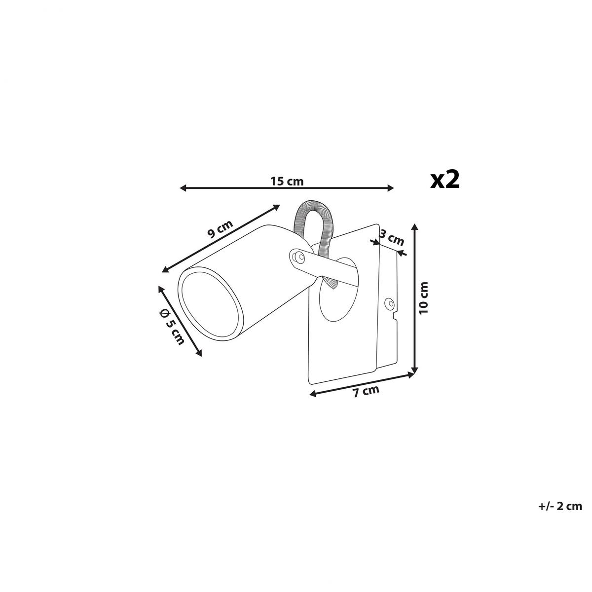 WANDLEUCHTE 2er-Set Klip 7/10/15 cm - Silberfarben, Metall (10/15/7cm) - Beliani