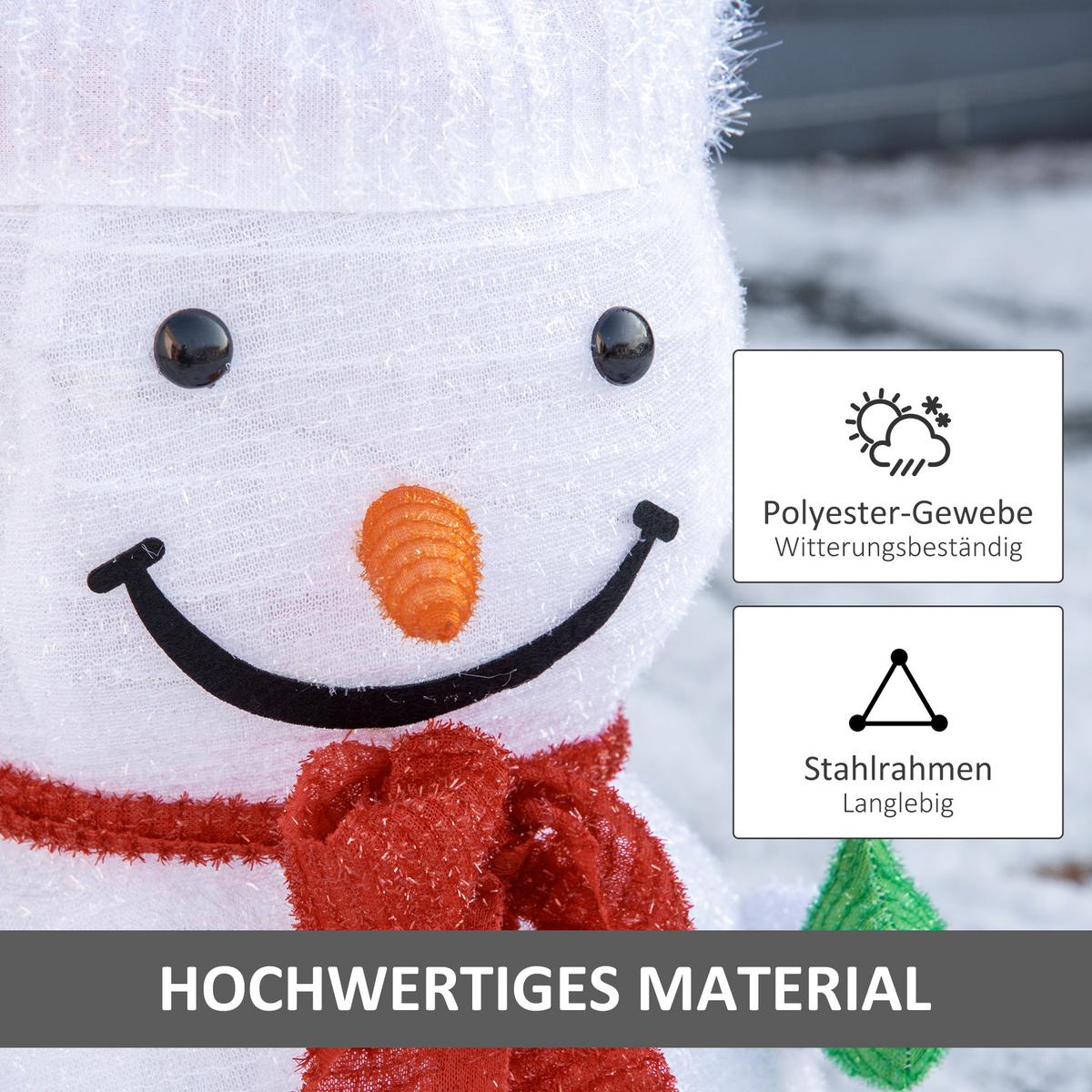 SCHNEEMANN Weihnachtsdekoration mit LED-Lichter Modell Dekoration Polyester - Rot/Weiß, Kunststoff (30/51/30cm) - Outsunny