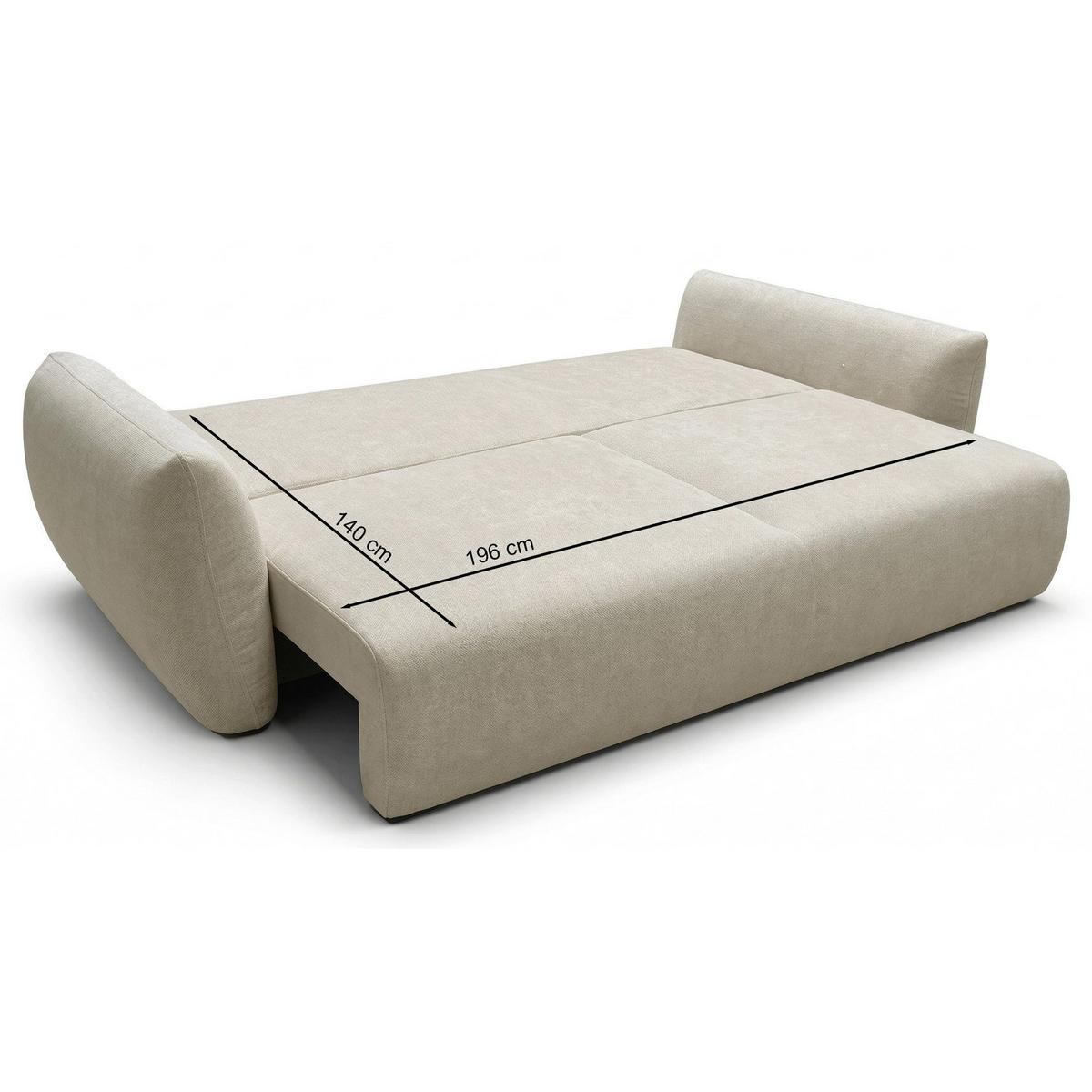 3-SITZER SCHLAFSOFA Zordo Chenille Hellbraun - Hellbraun/Schwarz, Kunststoff/Textil (238/91/102cm) - Selsey