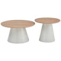 COUCHTISCH-SET Lunnea 80 cm - Eichefarben/Creme, Holzwerkstoff/Metall (80/80/42cm) - Selsey