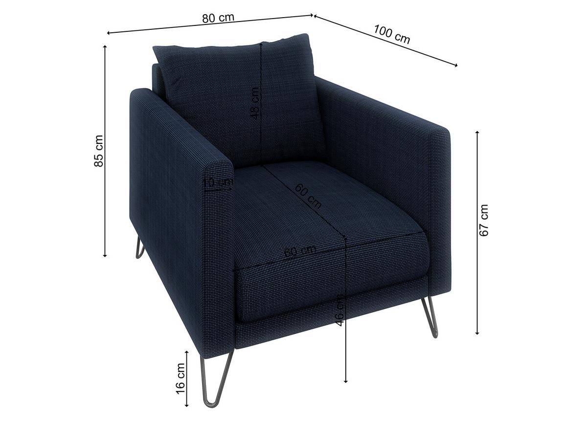 SESSEL Harmony Marineblau Chenille - Schwarz/Dunkelblau, Holz/Textil (80/85/100cm) - S-Style Möbel