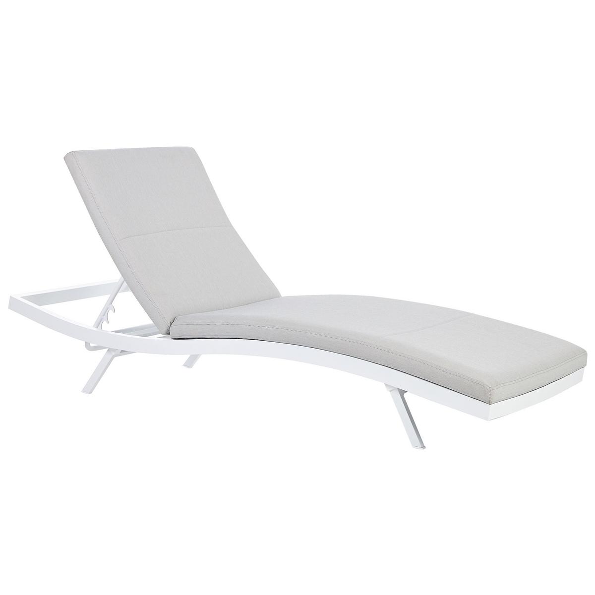 GARTENLIEGE 2er Set Grau Amelia - Weiß/Grau, Textil (66/91/199cm) - Beliani