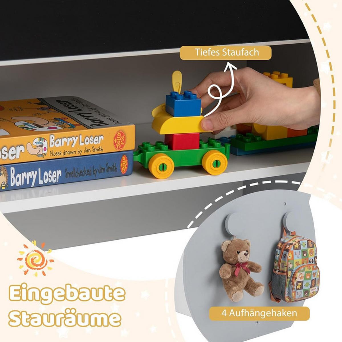 KINDERTISCH mit stuhl grau(2-tlg) - Grau, Holzwerkstoff (59.5/60/60cm) - COSTWAY
