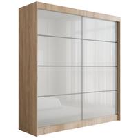 KLEIDERSCHRANK PEKA III - 200 cm - Sonoma Eiche|Weiß - Weiß/Sonoma Eiche, Holzwerkstoff (200/215/61cm) - ALTDECOR
