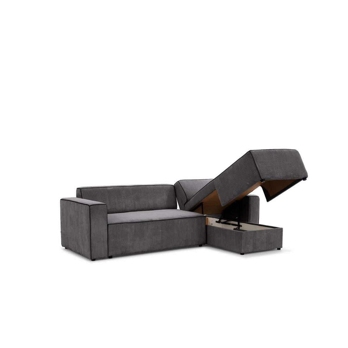 ECKSOFA Schlafsofa Waldo In Poso - Anthrazit, Holzwerkstoff/Textil (260/173cm) - Fun Möbel