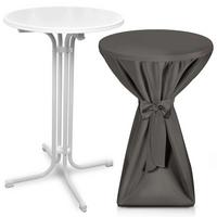 STEHTISCH Bellini Ø 80cm Weiß mit Premium Stehtischhusse Ø 80cm Anthrazit - Anthrazit/Schwarz, Metall (80/80/110cm) - Beautissu 