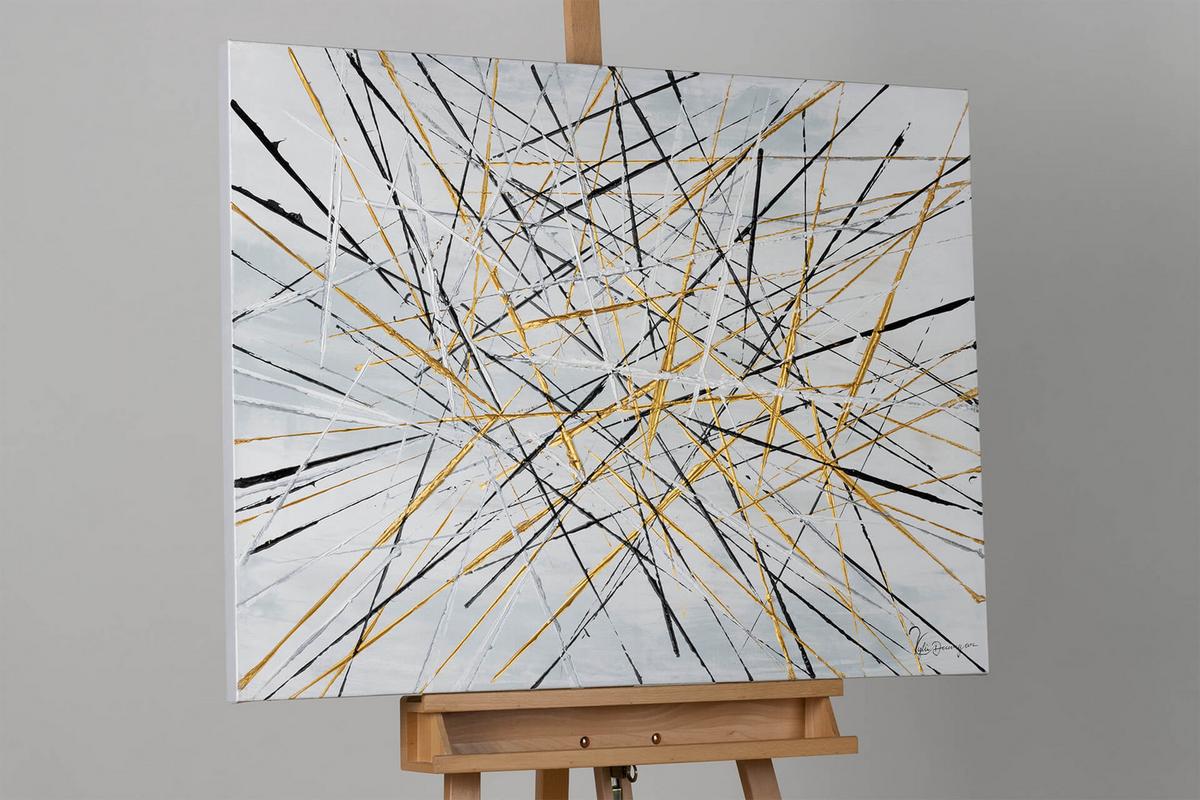 ACRYLBILD HANDGEMALT 100/75 cm - Schwarz/Weiß, Holz/Textil (100/75cm) - KUNSTLOFT