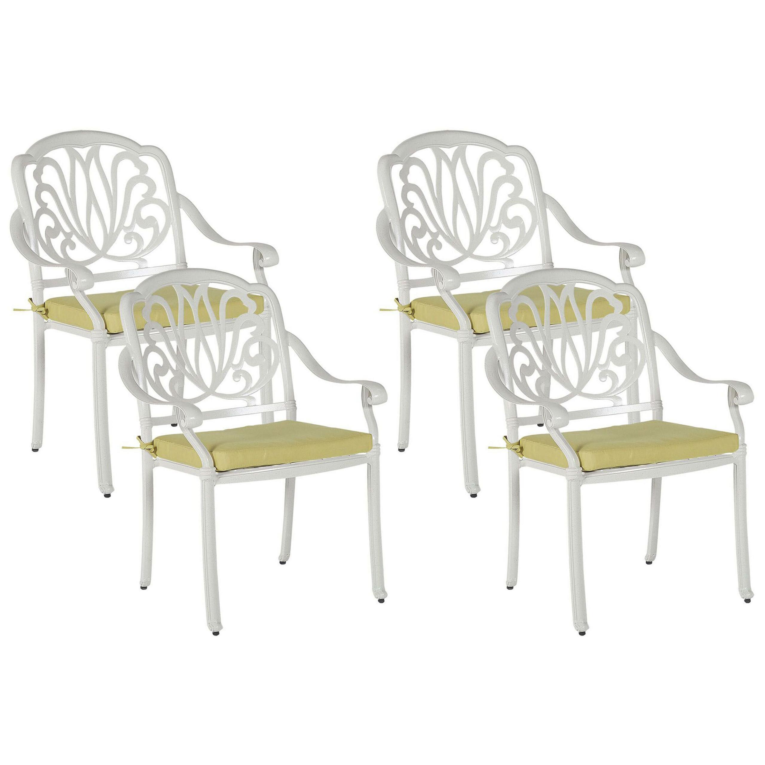 GARTENSTUHL 4er-Set Aluminium weiß Ancona - Weiß, Metall (68/97/65cm) - Beliani