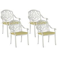 GARTENSTUHL 4er-Set Aluminium weiß Ancona - Weiß, Metall (68/97/65cm) - Beliani