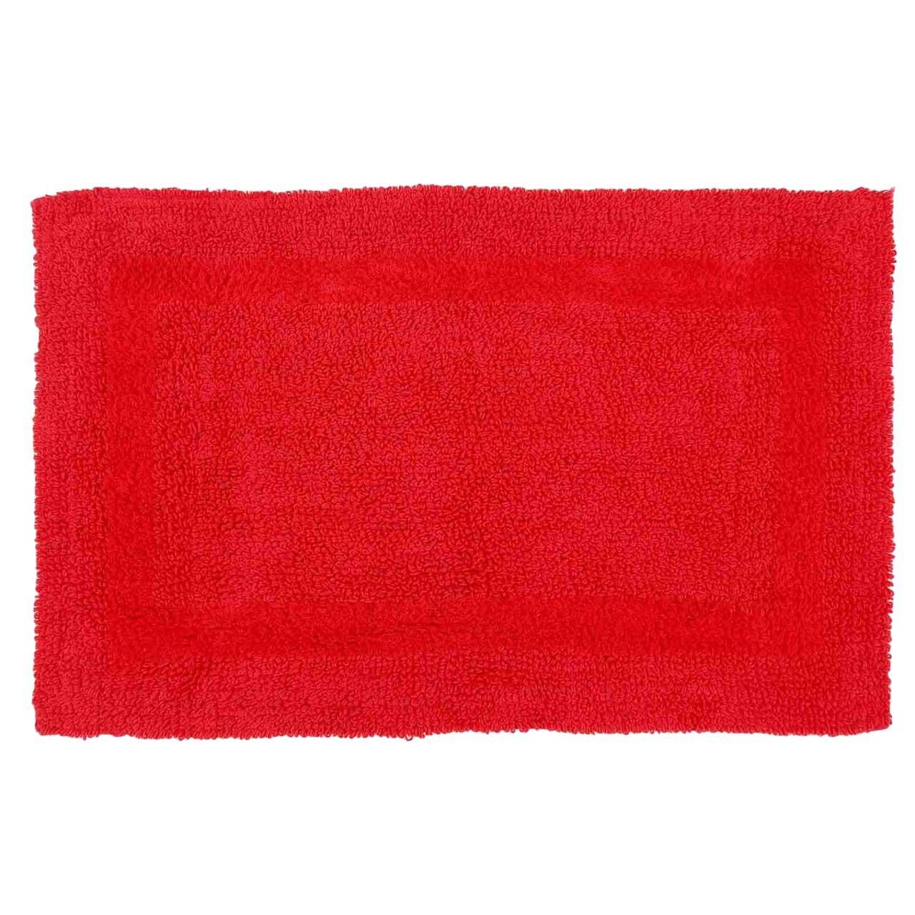 BADEMATTE 50/80 cm, 100% Baumwolle, wendbar - Rot, Textil (50/80cm) - Homescapes