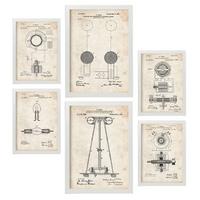 POSTER Set Mit 6 Plakaten Mit Strom 1 Patenten Im Vintage Stil A3 & A4 Weißer Rahmen - Weiß, Papier (29/3cm) - Nacnic