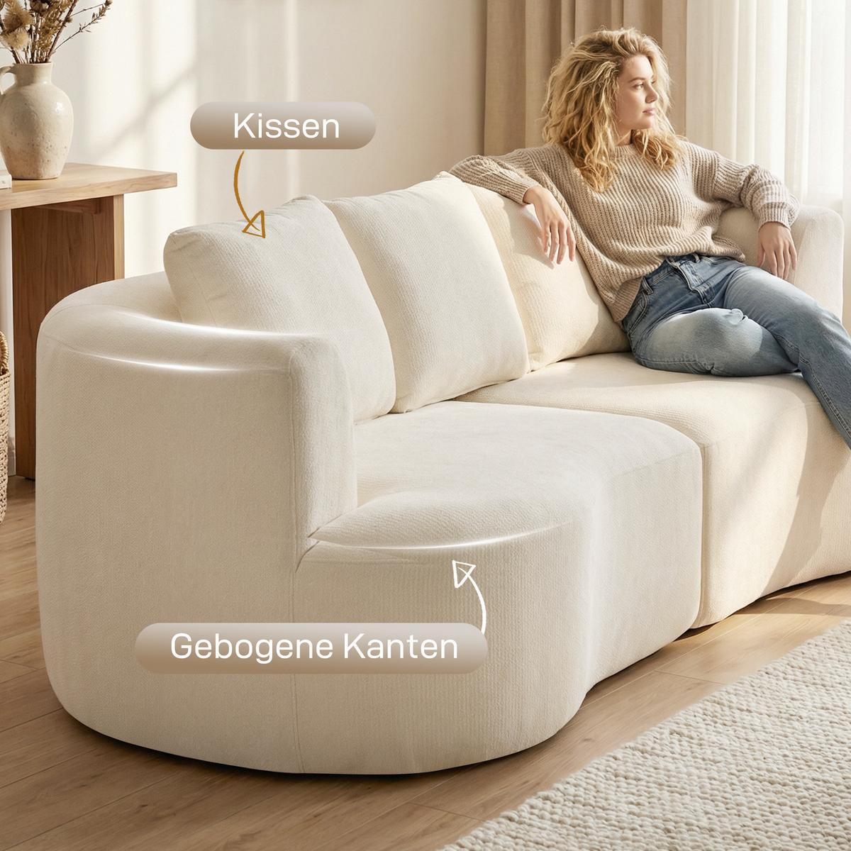 3-SITZER-SOFA Polyester Cremeweiß - Creme, Textil (106/82/260cm) - HOMCOM