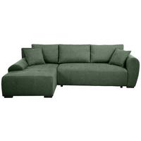 ECKSCHLAFSOFA Dallas mit Bettkasten, 255 cm, Flaschengrün, links, Velour-Stoff - Grün, Textil (255/175cm) - Beautysofa