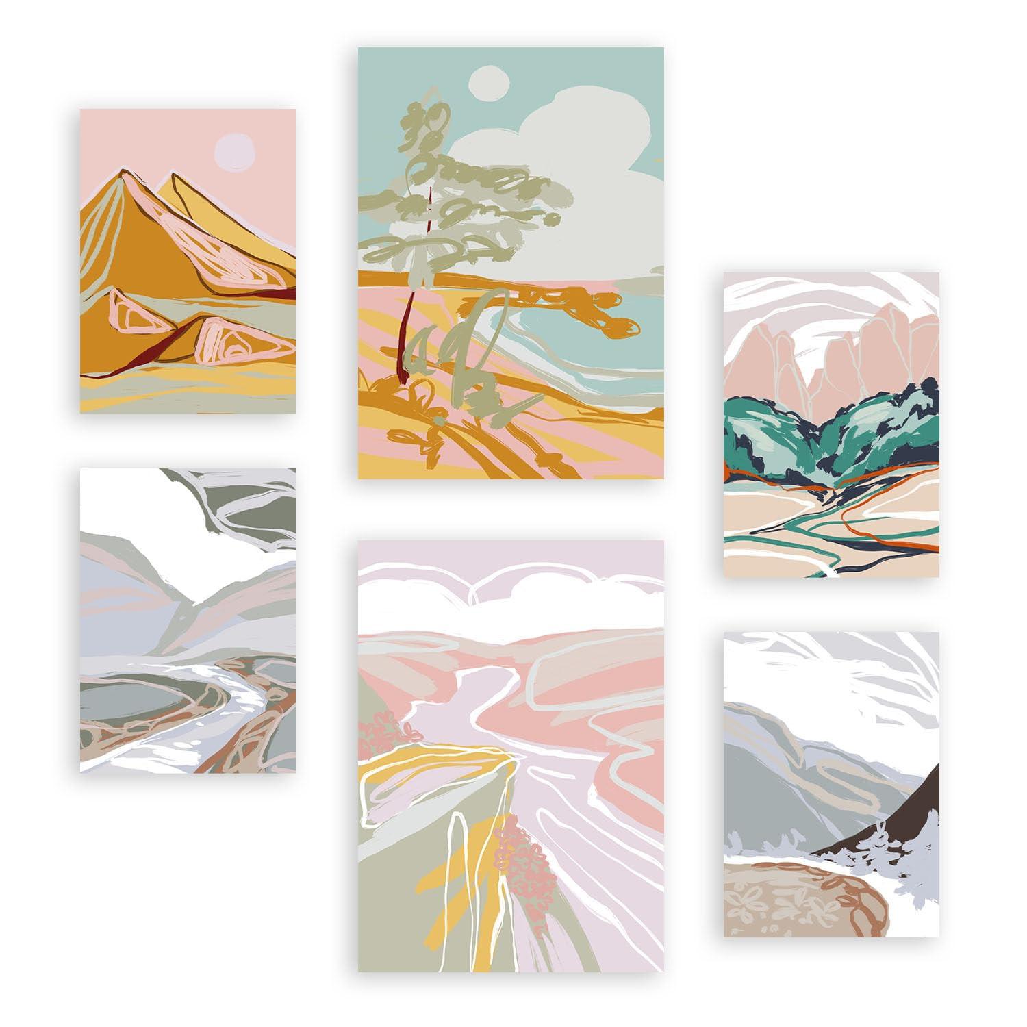 POSTER Set Mit 6 Seashores Frames 2 In Kulissen Abstracts Ästhetische Deko Drucke Für Ihr Wohnzimmer, Schlafzimmer, Zuhause A3 & A4 Rahmenlos - Klar, Papier (29/3cm) - Nacnic