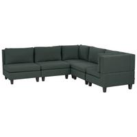 ECKFSOFA Modul 5-Sitzer linksseitig Dunkelgrün Stoff Unstad - Schwarz/Grün, Textil (228/228cm) - Beliani