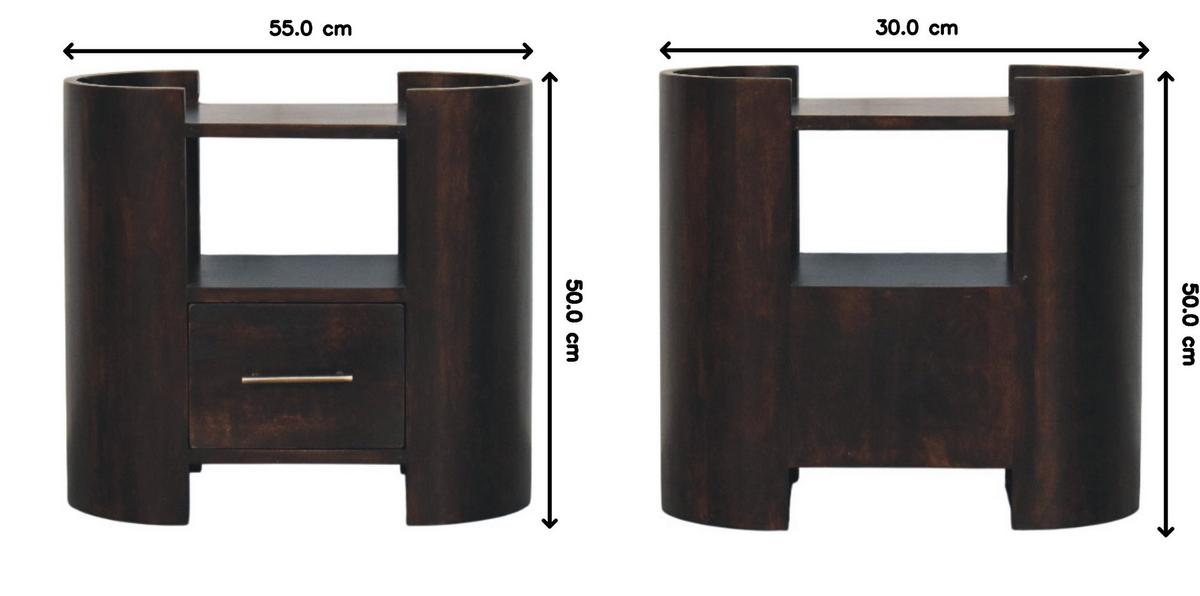 NACHTTISCH mit Samt-Mokka-Finish, 1 Schublade, 1 offene Ablage, dunkelbraun - Dunkelbraun, Holz (55/50/30cm) - Artisan Furniture