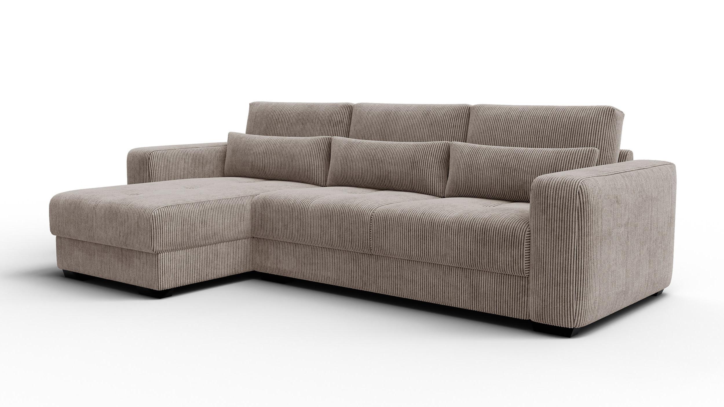 ECKSOFA OLI 4-Sitzer links, taupe - Taupe, Holz/Textil (295/172cm) - Wozimo