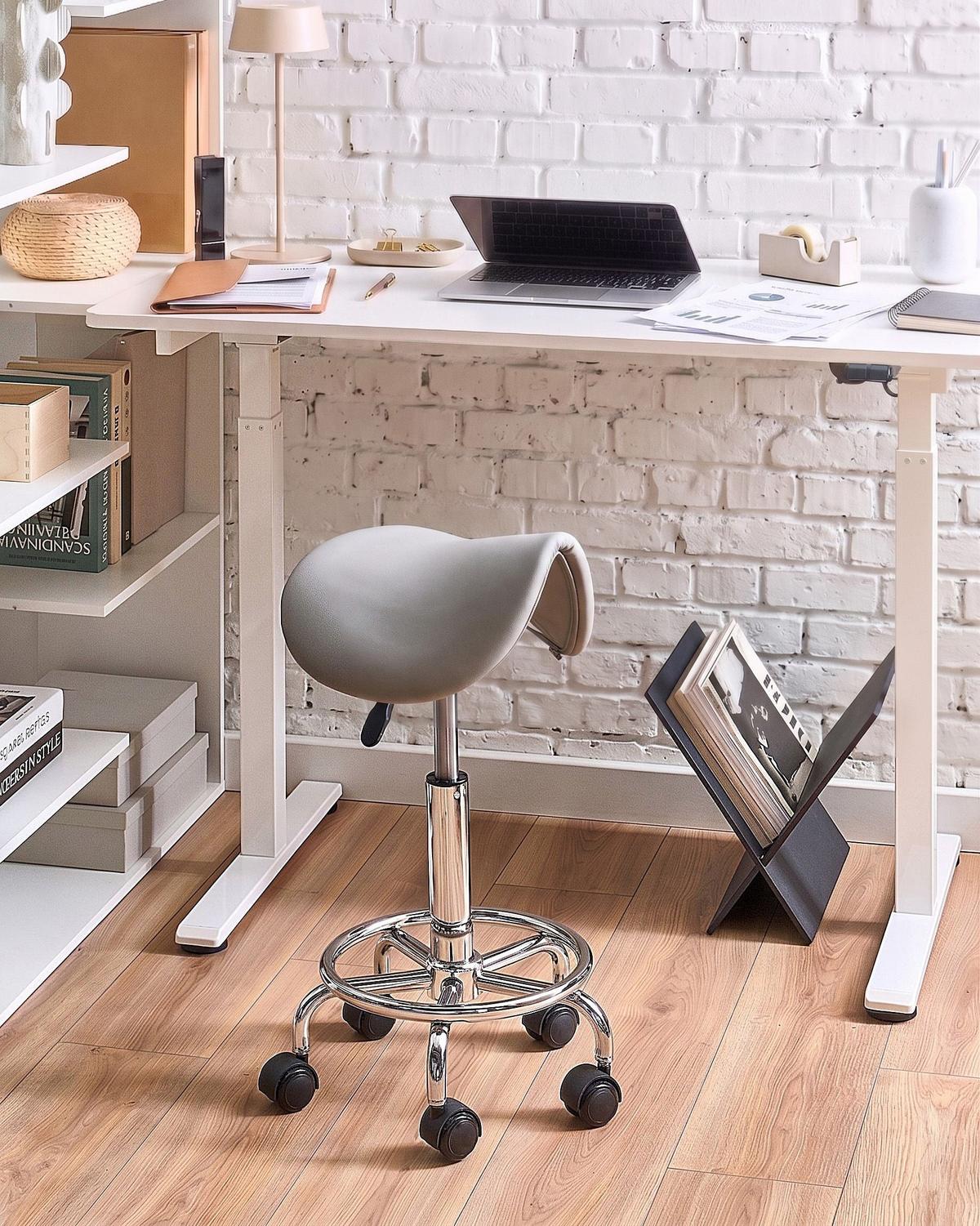 DREHHOCKER Kunstleder Taupe Dumont - Taupe, Kunststoff (38/53/38cm) - Beliani