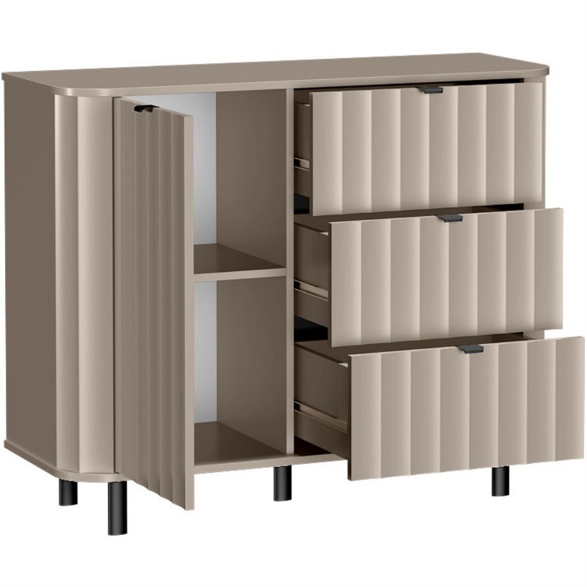 KOMMODE Nevada mit drei Schubladen 118 cm Taupe - Taupe/Schwarz, Holzwerkstoff/Metall (118/91/41cm) - Beautysofa