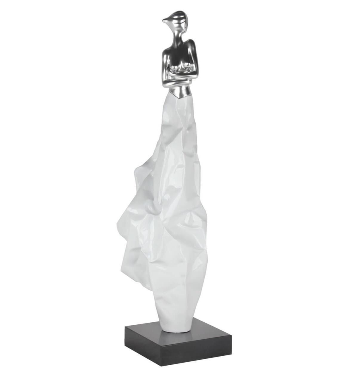 SKULPTUR Silber 24/88 cm - Silberfarben/Weiß, Stein (5.85/88/24cm) - KUNSTLOFT
