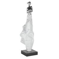 SKULPTUR Silber 24/88 cm - Silberfarben/Weiß, Stein (5.85/88/24cm) - KUNSTLOFT