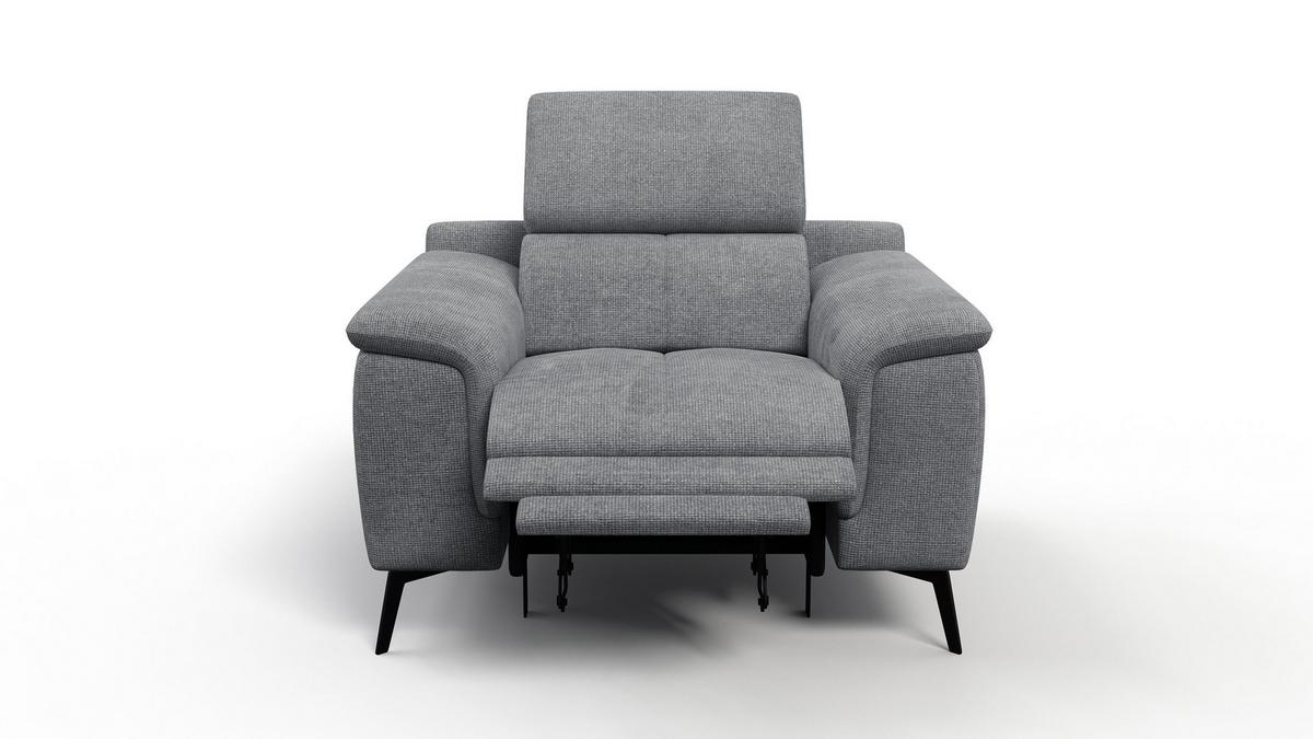 SESSEL FIERO mit Relaxfunktion, grau - Schwarz/Grau, Holzwerkstoff/Textil (114/82/103cm) - Wozimo