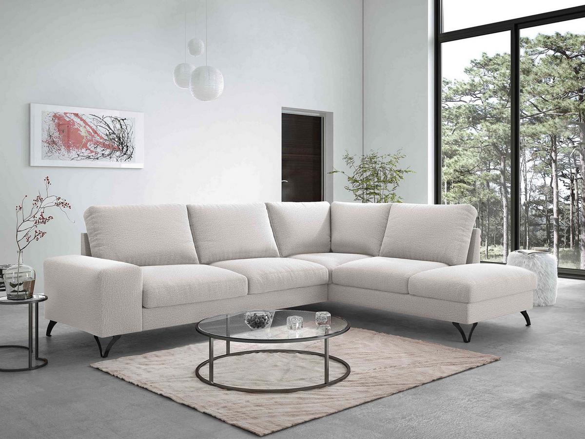 ECKSOFA Flavio Bis, Seite: Rechts - L4+L2F+R3F - Kaschmir/Schwarz, Holz/Textil (285/214cm) - MIRJAN24