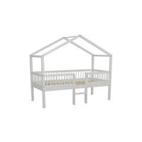 HAUSBETT HALBHOCH 90x200 Keeley Buche Weiß Leiter Mitte - Weiß, Holz (90/200cm) - 58aufmkessel