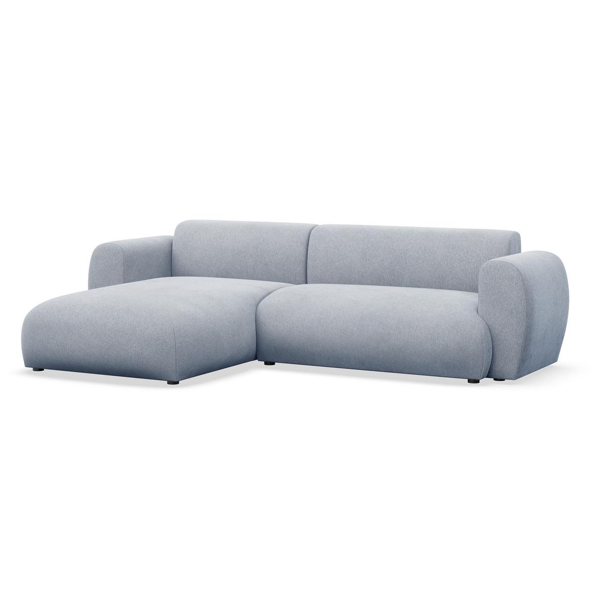 ECKSOFA Emia Hellblau links - Schwarz/Hellblau, Kunststoff/Textil (262/156cm) - Selsey