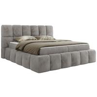 BOXBETT NIRA 180/200 - Hellgrau Plüsch - H3 - Hellgrau, Holz/Textil (180/200cm) - MKS