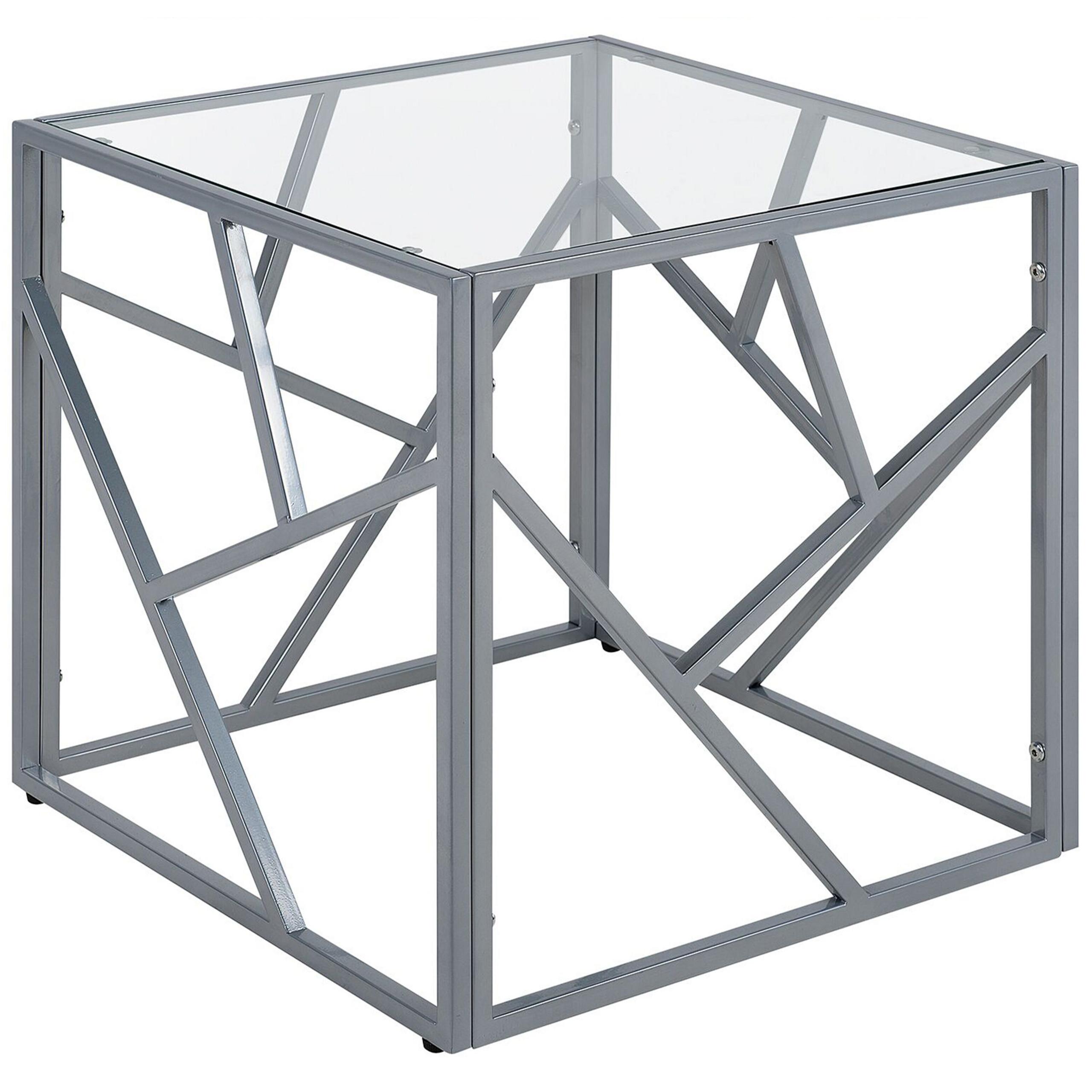 BEISTELLTISCH Glas silber quadratisch 50/50 cm Orland - Silberfarben, Glas (50/50/50cm) - Beliani