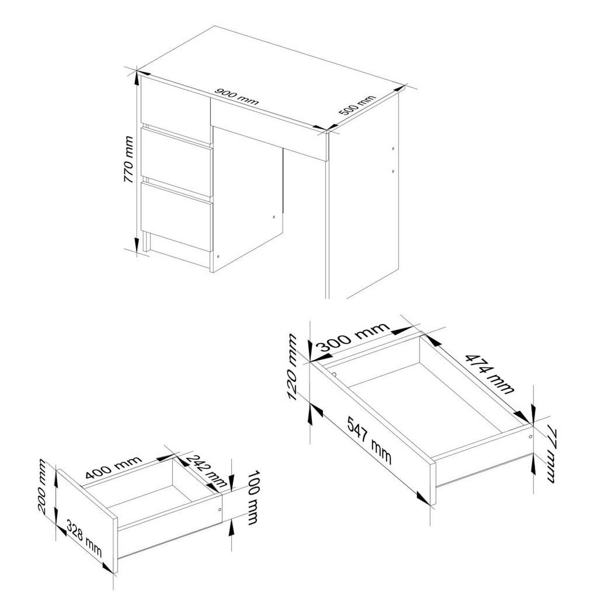 SCHREIBTISCH Weiß 77/90/50 - Weiß, Holzwerkstoff (120/53.6/77cm) - RAUMHIRSCH FURNITURE