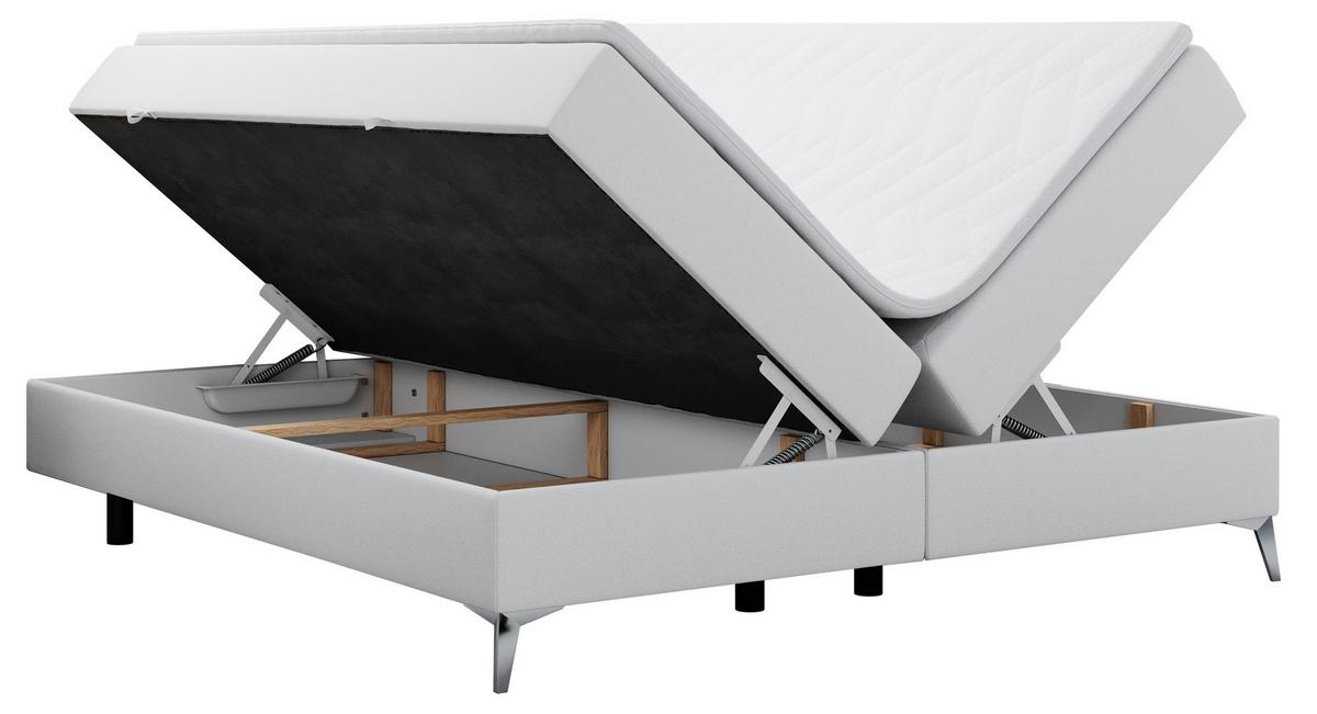 BOXBETT LESS 200/200 Weiß Kunstleder - H4 - Weiß, Holz/Textil (200/200cm) - MKS