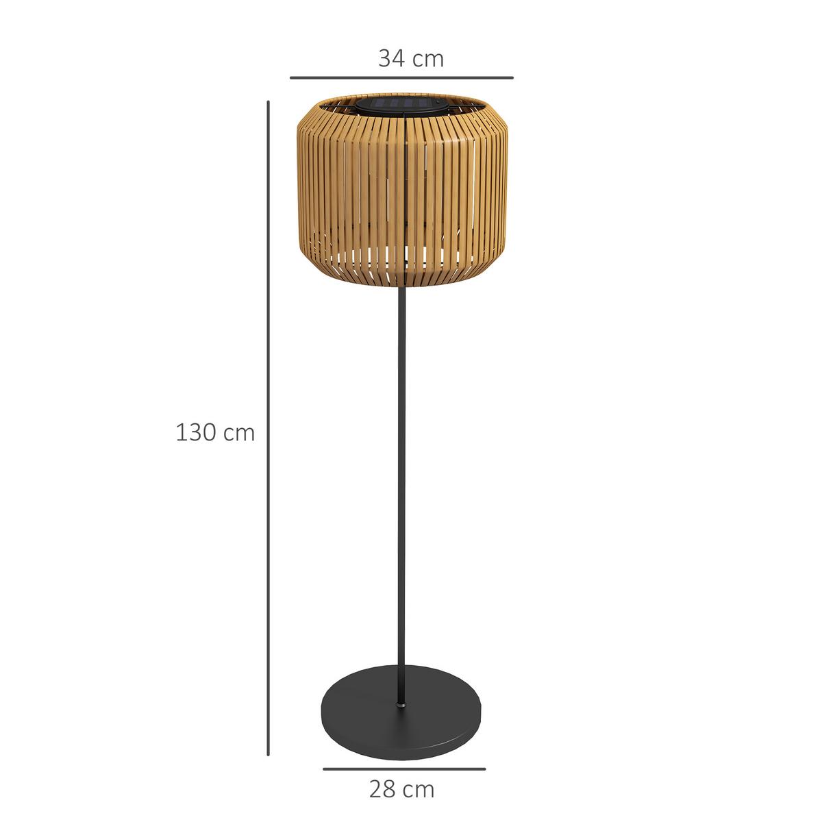 RATTAN Solarlampe, Wegleuchte mit Warmweißem LED Licht, Lichtsensor, Stahl, Gelb - Gelb, Kunststoff (34/34/130cm) - Outsunny