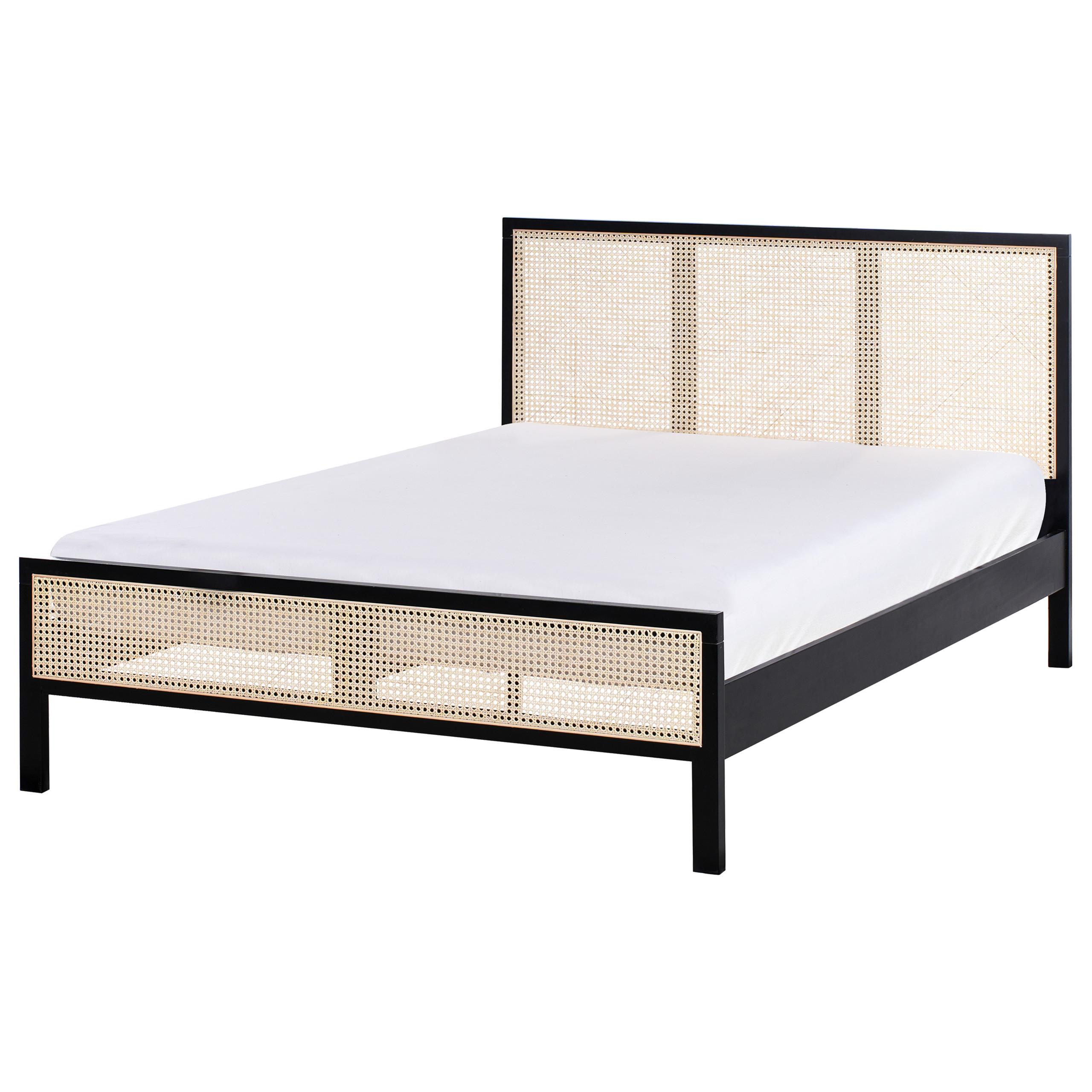 BETT mit Lattenrost 140/200 cm Hellbraun Salernas - Hellbraun/Schwarz, Holz (140/200cm) - Beliani