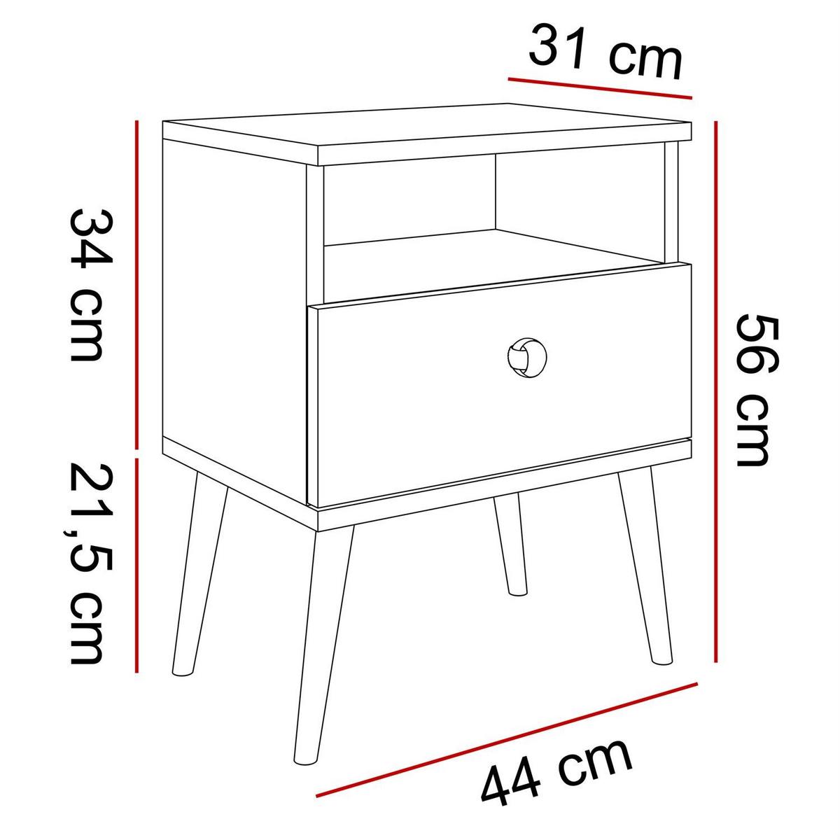NACHTTISCH HARMONY Macchiato - Cappuccino, Holzwerkstoff (44/56/31cm) - Lookway