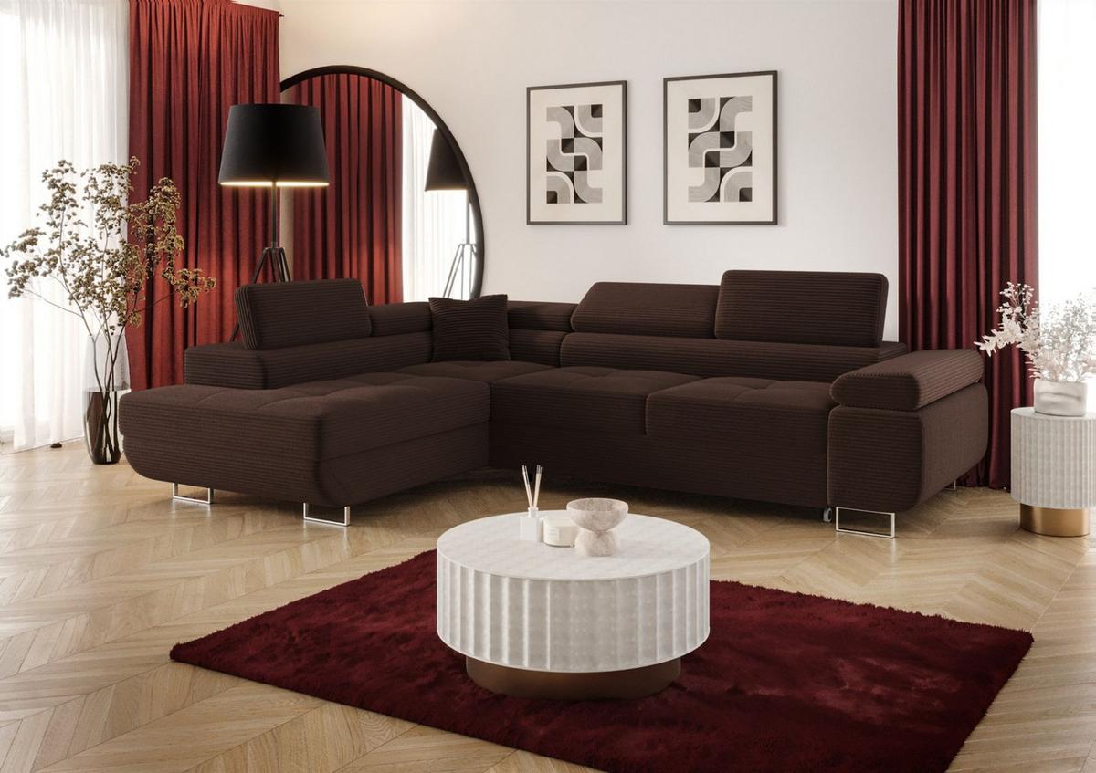 ECKSOFA Monaro Mit Schlaffunktion - Braun, Holzwerkstoff/Textil (202/275cm) - Fun Möbel