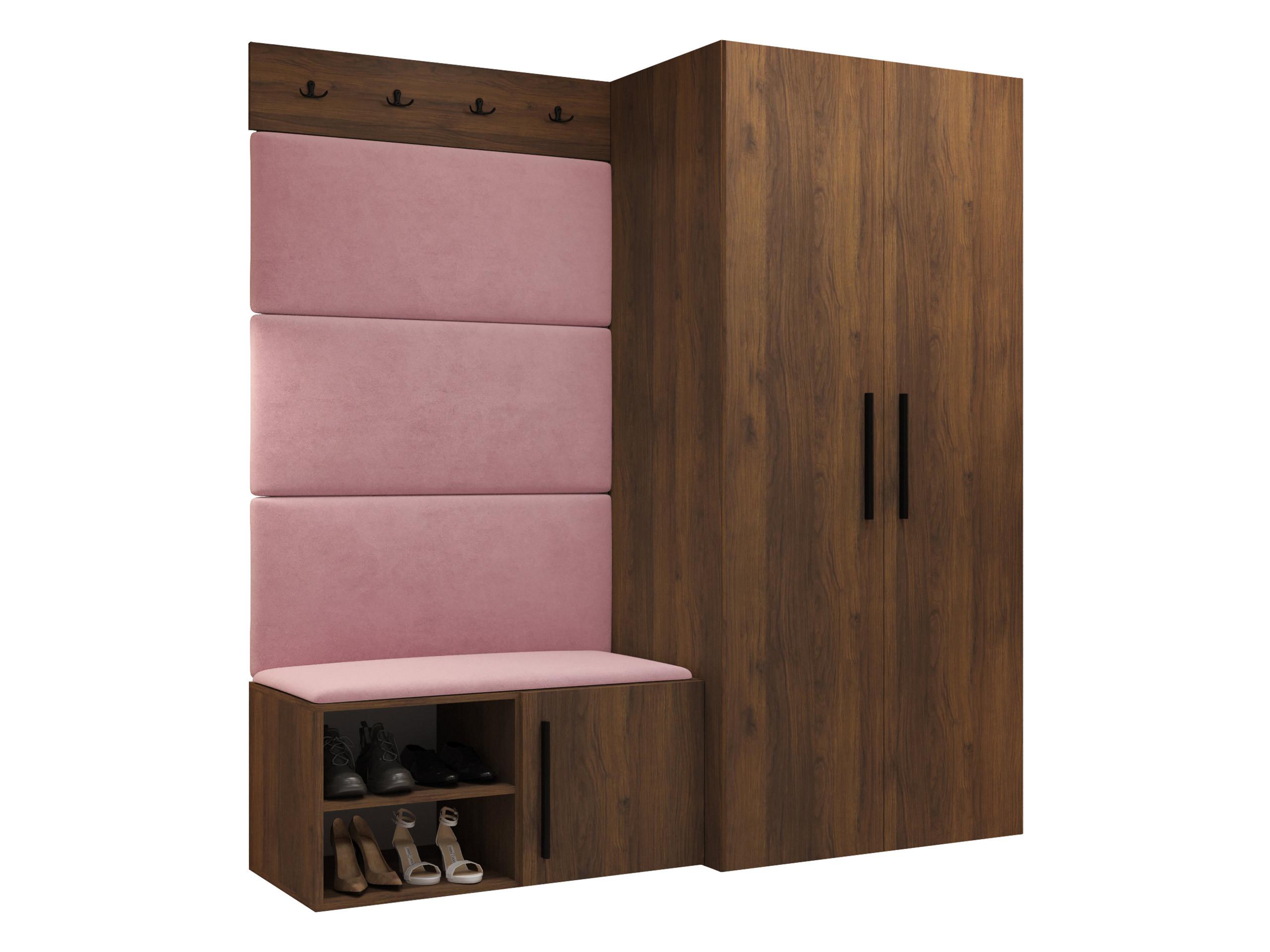 GARDEROBEN-SET Medi I - Hellrosa/Nussbaumfarben, Holzwerkstoff/Kunststoff (80/191/50cm) - MIRJAN24