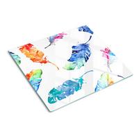 GLASPLATTE 60x52 cm Bunte Federn - Multicolor, Glas (60/0.4/52cm) - TULUP