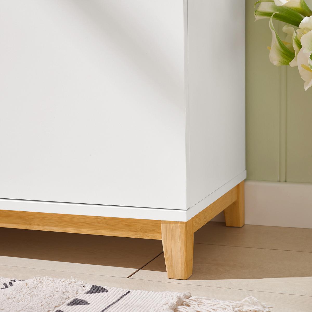 SCHUHBANK Weiß-Natur - Weiß, Holz/Holzwerkstoff (90/46/34cm) - SoBuy