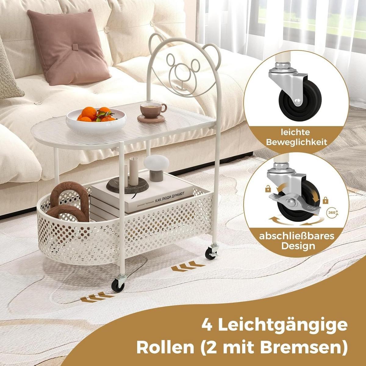 GLASTISCH 76cm Weiß - Weiß, Metall (40/60/76cm) - COSTWAY