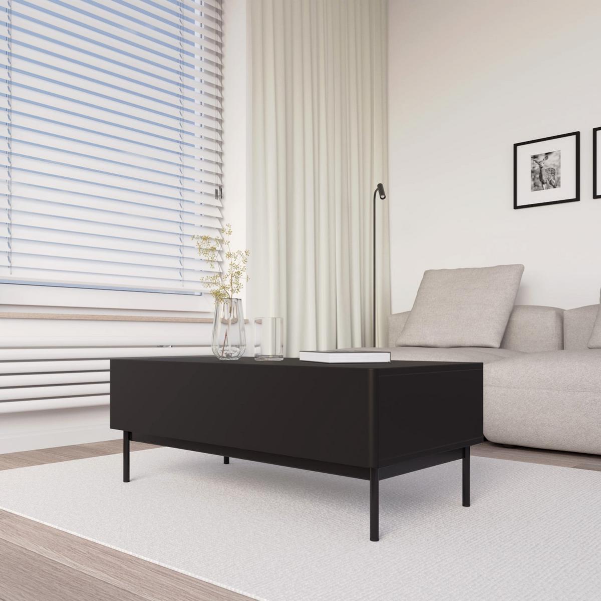 COUCHTISCH Olio schwarz 100/53 cm - Schwarz, Holzwerkstoff/Metall (53.2/100/40.2cm) - Selsey