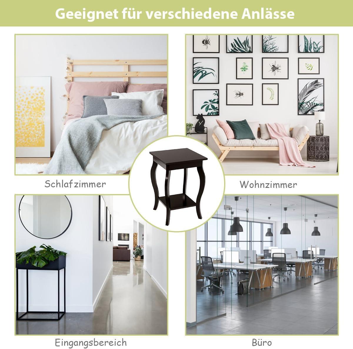 BEISTELLTISCH Braun(2er-Set) - Braun, Holzwerkstoff (40/40/60cm) - COSTWAY