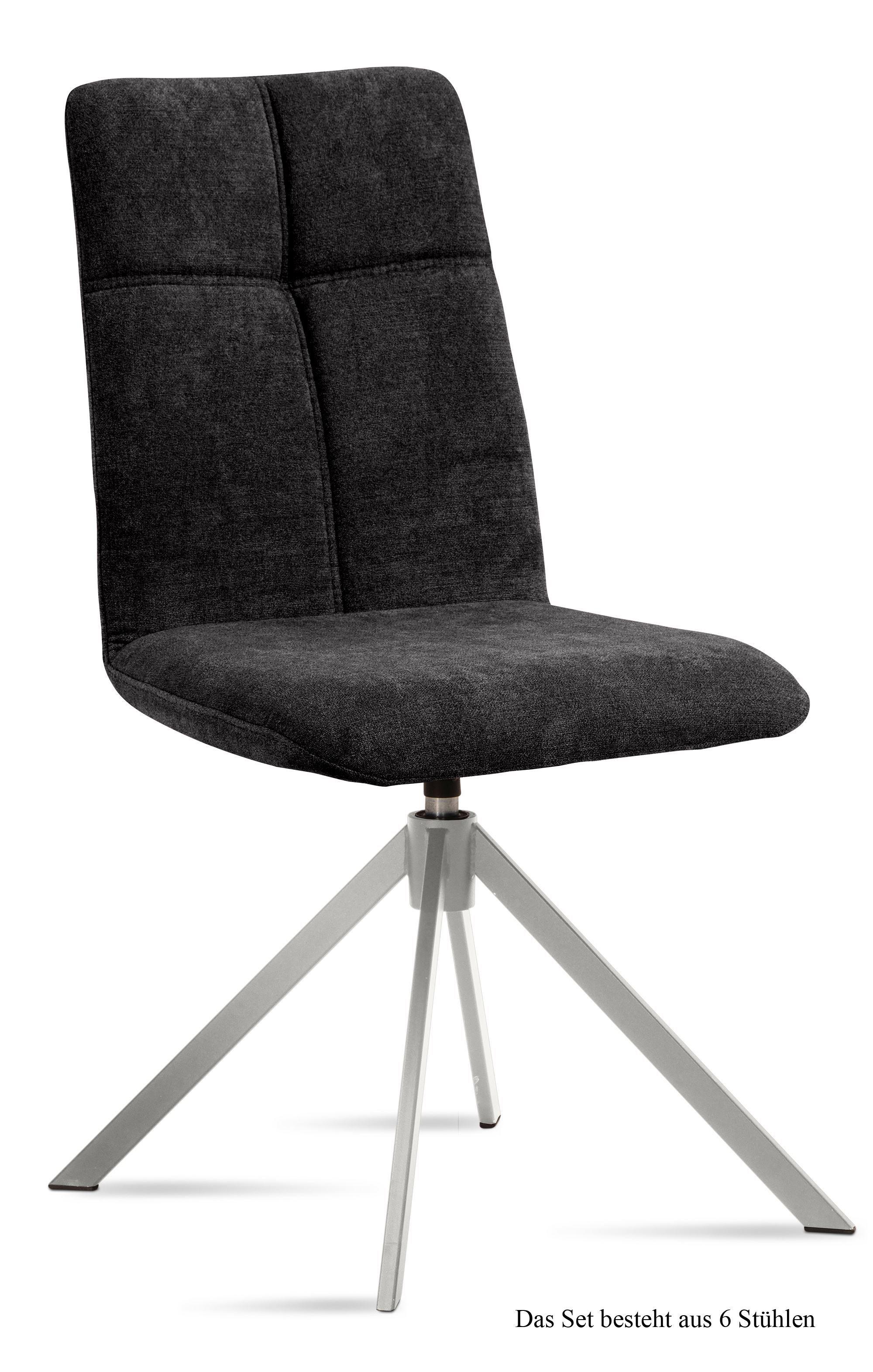 ESSZIMMERSTUHL drehbar (6er-Set) Dreddy 47x92x60 Edelstahl/Anthrazit - Edelstahlfarben/Anthrazit, Kunststoff (60/92/47cm) - 58aufmkessel