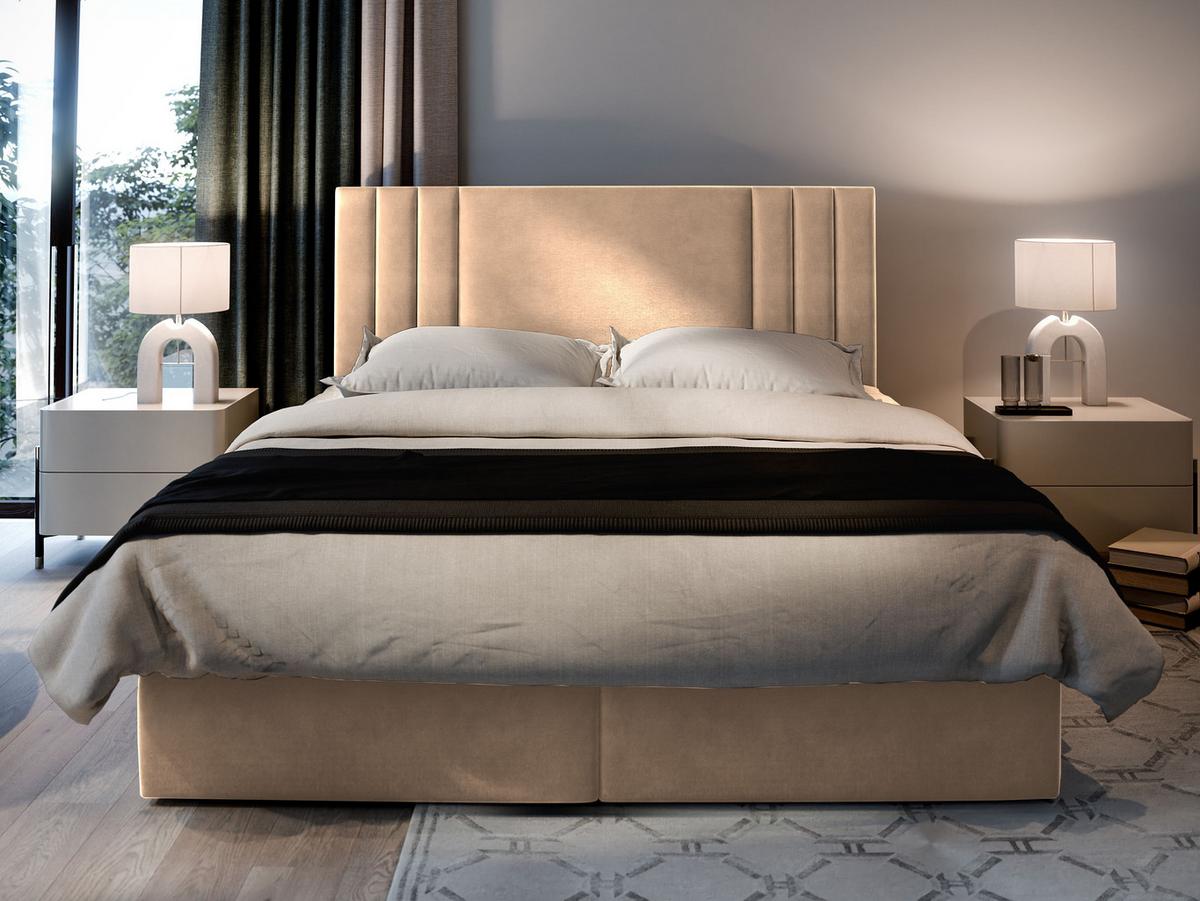BOXBETT BRES 160x200 cm mit Matratze und Topper - Beige - Beige, Holz (160/200cm) - MASSENO