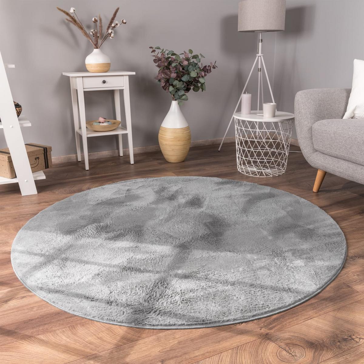 KURZFLORTEPPICH, einfarbig, aus Polyester, Anthrazit, Ø 160 cm - Anthrazit, Textil (160/160cm) - KADIMA DESIGN