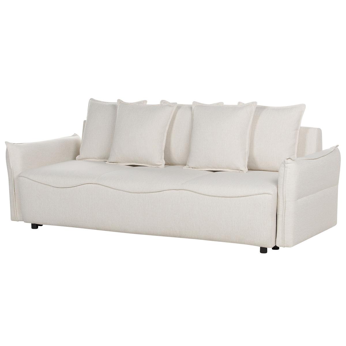 3-SITZER-SCHLAFSOFA cremeweiß mit Stauraum Krama - Schwarz/Weiß, Textil (225/62/93cm) - Beliani